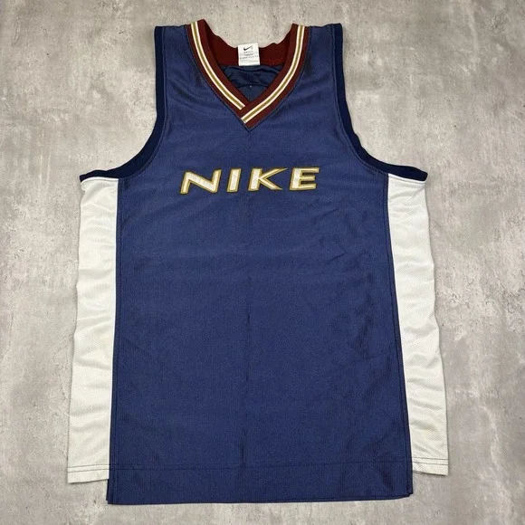 Vintage 90s Nike Basketball Jersey Mens Medium Blue Spell Out Embroidered Y2K - Picture 1 of 7